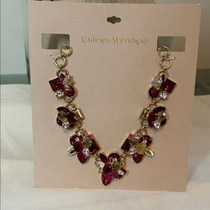 Catherine Malandrino Gold and Ruby Floral Necklace